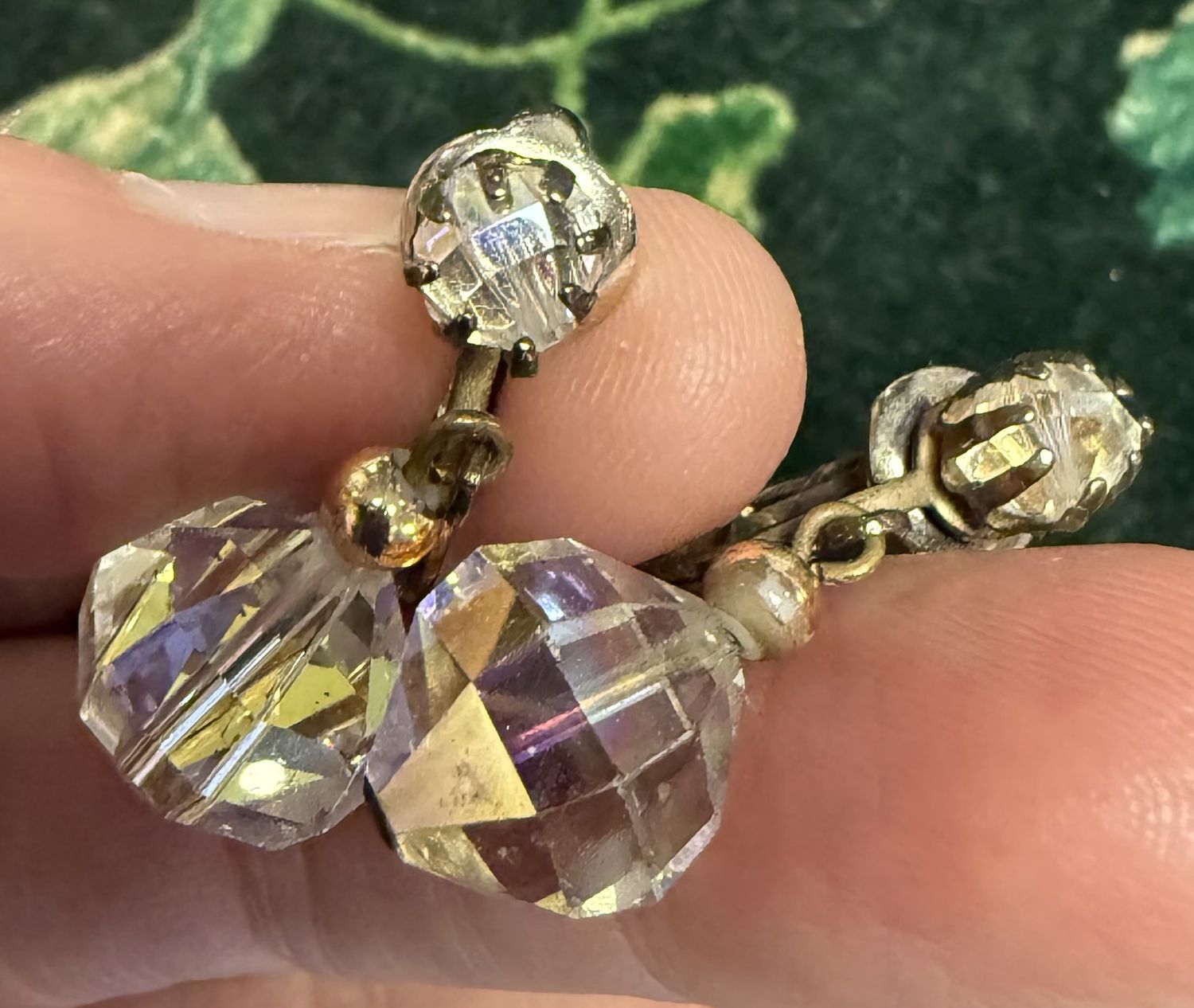 Aurora Borealis Clip Drop Earrings