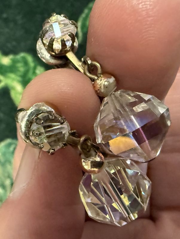 Aurora Borealis Clip Drop Earrings