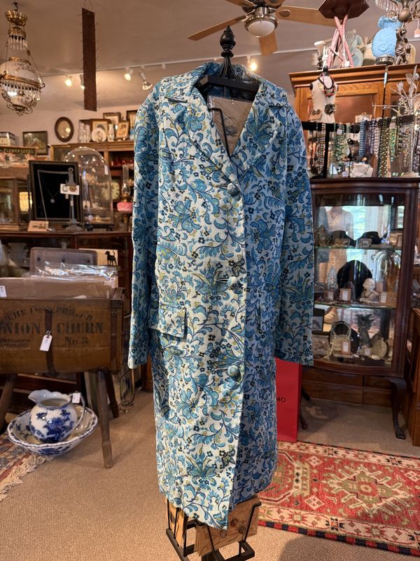 1960s Linen Travel Coats by Naman Blues Paisley Floral Jacket