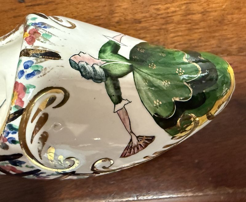 French Faience Show Wall Pocket Peint Main Louis XV Hand Painted