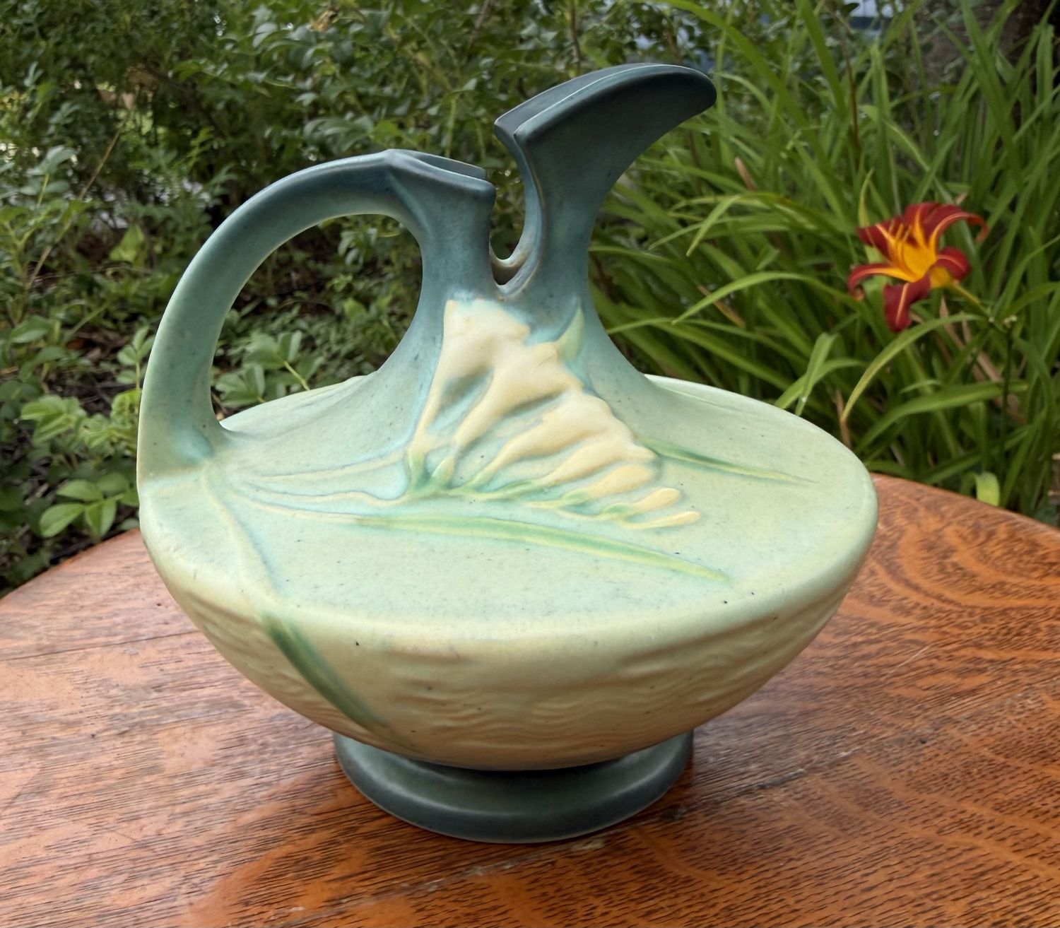 Roseville Pottery Vintage Pitcher Ewer Freesia w/Handle