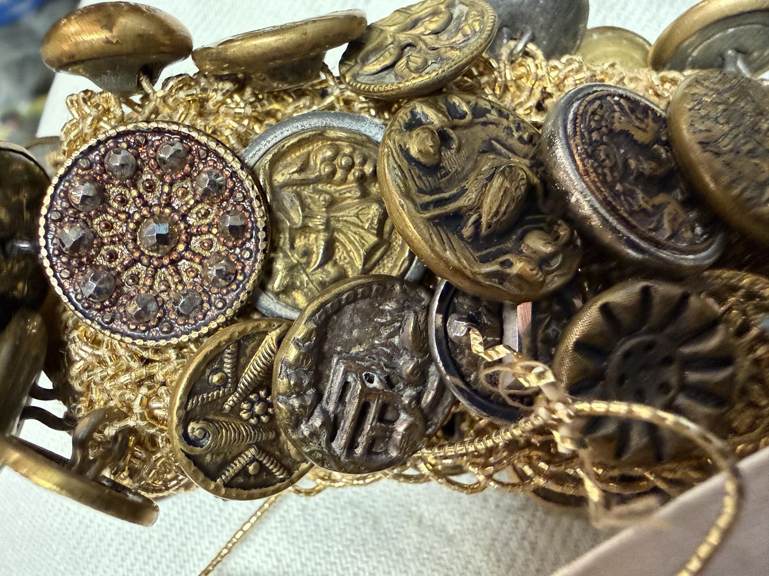 Victorian Antique Button Bracelet Hand Crafted with Original Tag
