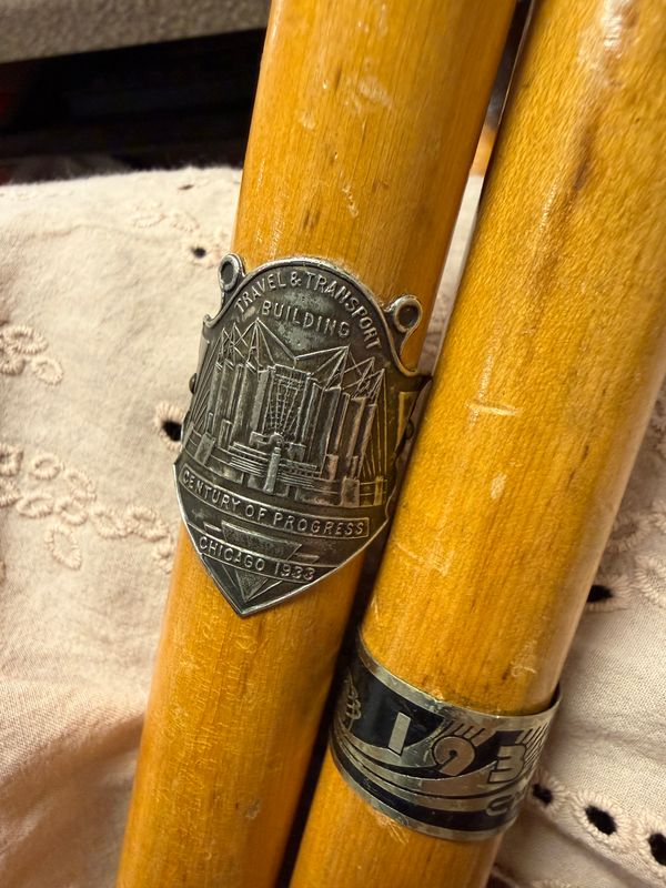 Vintage Walking Cane 1930s Chicago World Fair - Hall of Science, A Century of Progress
