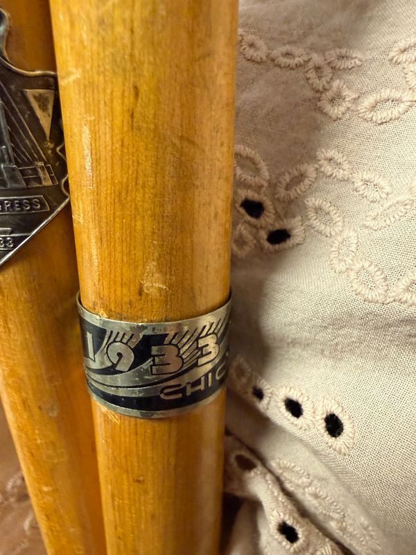 Vintage Walking Cane 1930s Chicago World Fair - Hall of Science, A Century of Progress