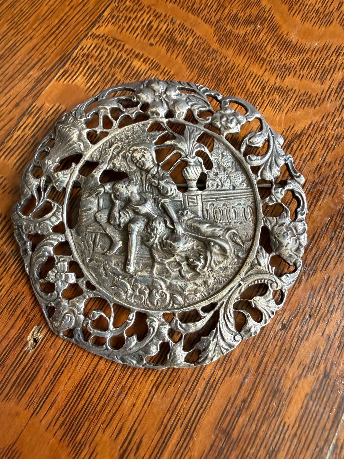 Sterling Cini Baroque Style Large Brooch