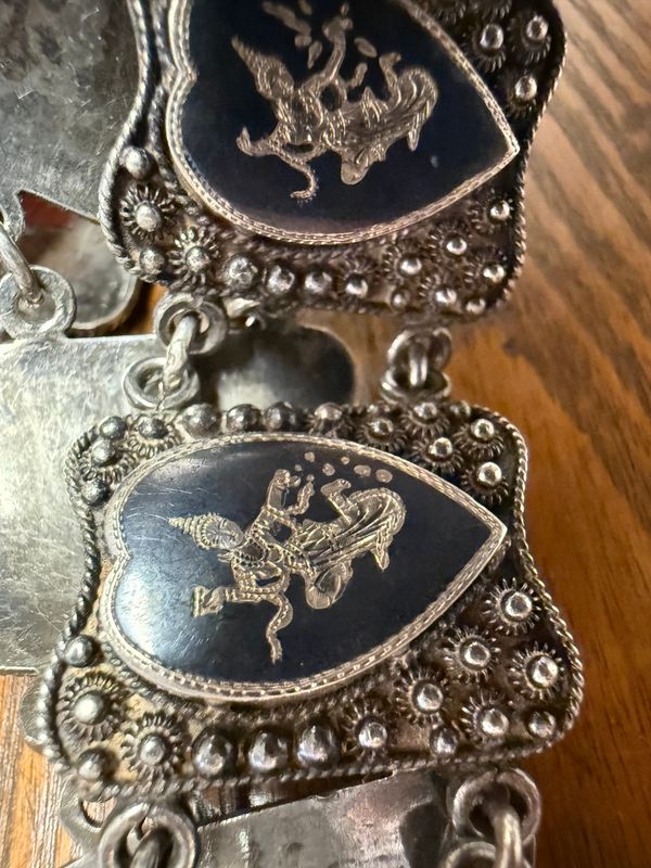 Thai Silver Heart Motif Belt