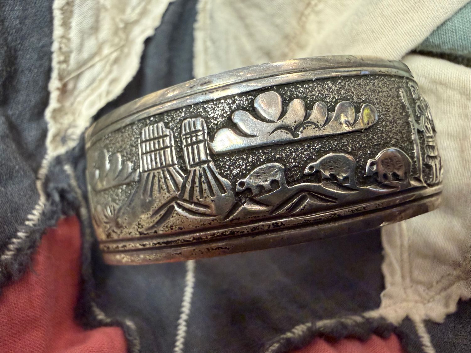 Sterling Native American Storyteller Cuff