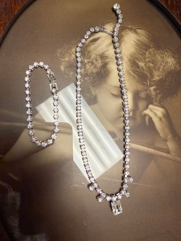 Vintage 1950s Clear Rhinestone Necklace