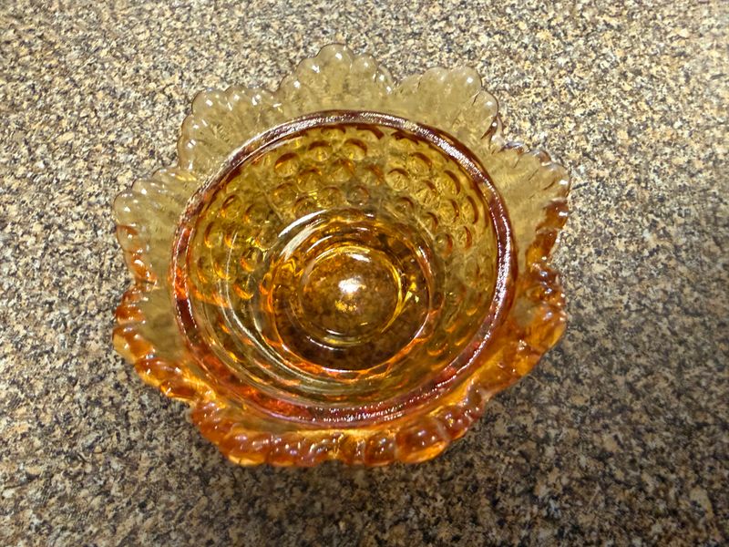 Fenton Glass Amber Hobnail Votive Candle Cup