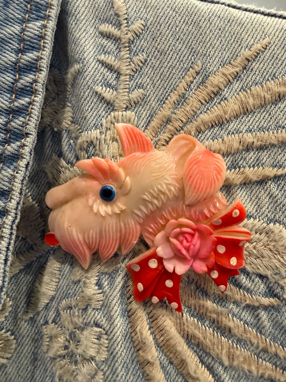 Vintage Whimsy Celluloid Dog Brooch