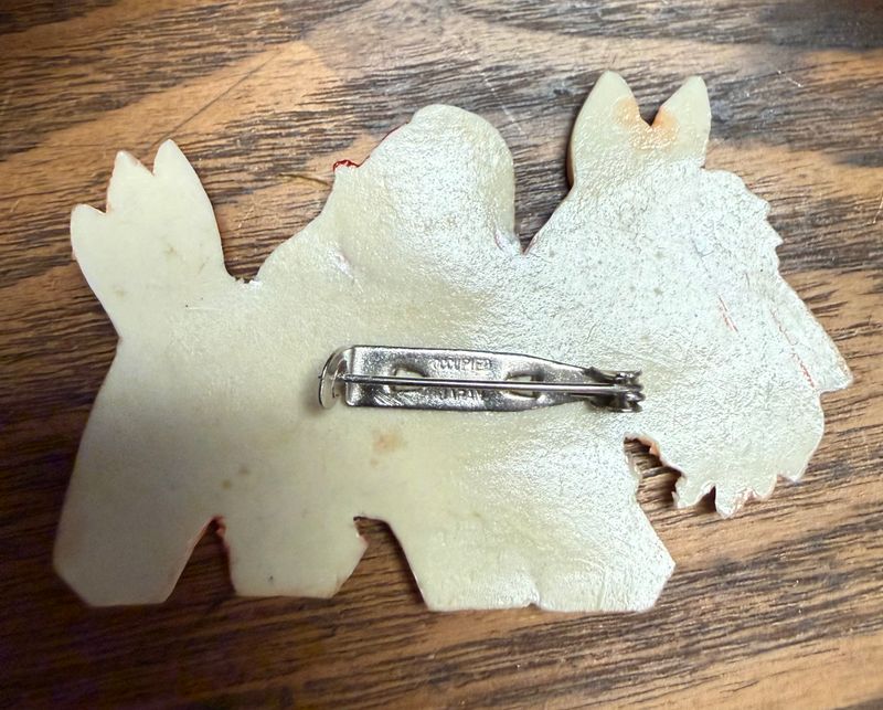 Deco Era Celluloid Scottie Dog Brooch