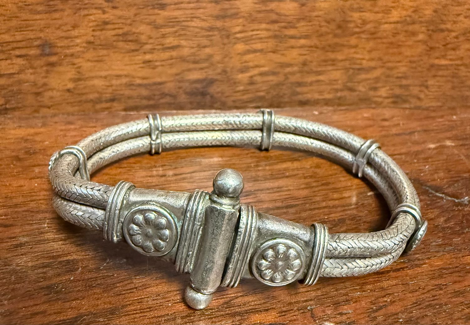 Rajasthani Snake Chain Silver  Bracelet with Pull Out Clasp at front
