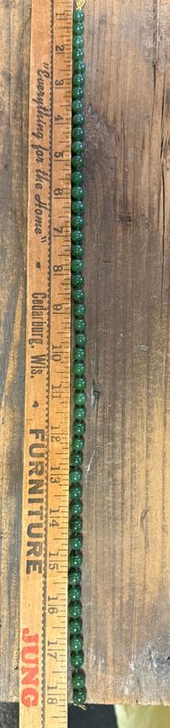 Vintage Nephrite Jade Bead Necklace Goldtone Clasp
