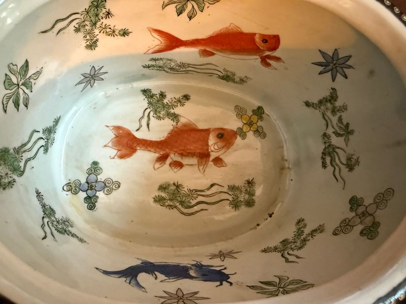 Chinese Yong Sheng Koi Foot Bath Chinese Pottery Planter