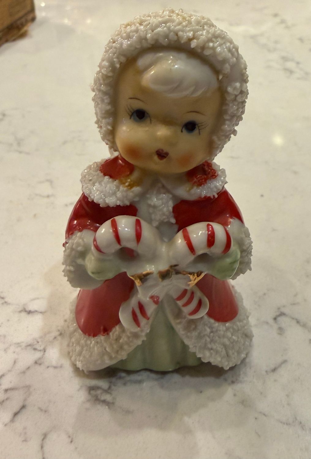 Enesco Christmas Angel Porcelain w/Candy Canes