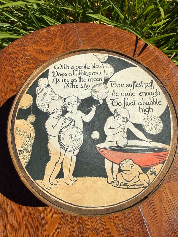 RARE Art Deco Era Wood and Metal Bubble Blower in Original Wood Box