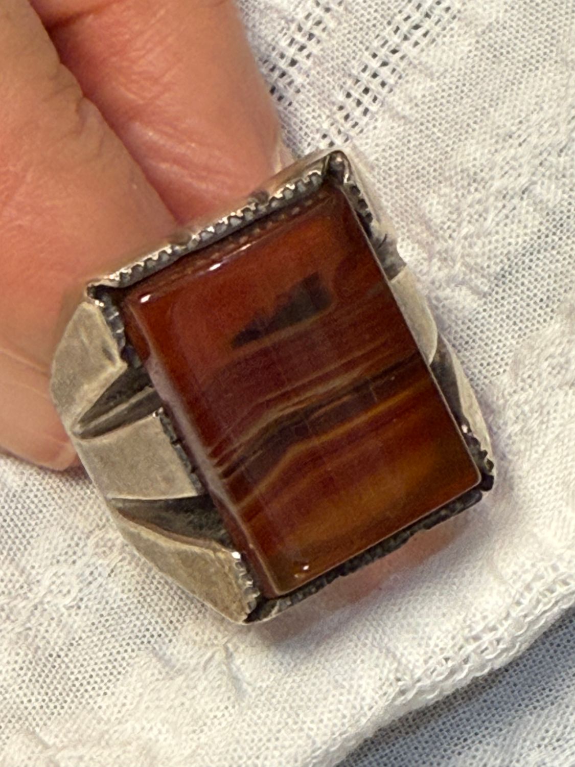 Size 9 Sterling Agate Ring