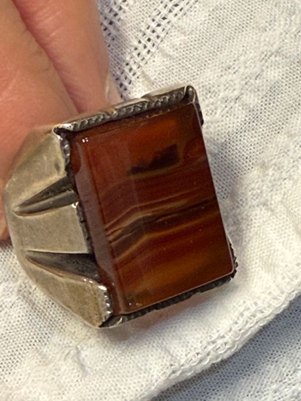 Size 9 Sterling Agate Ring