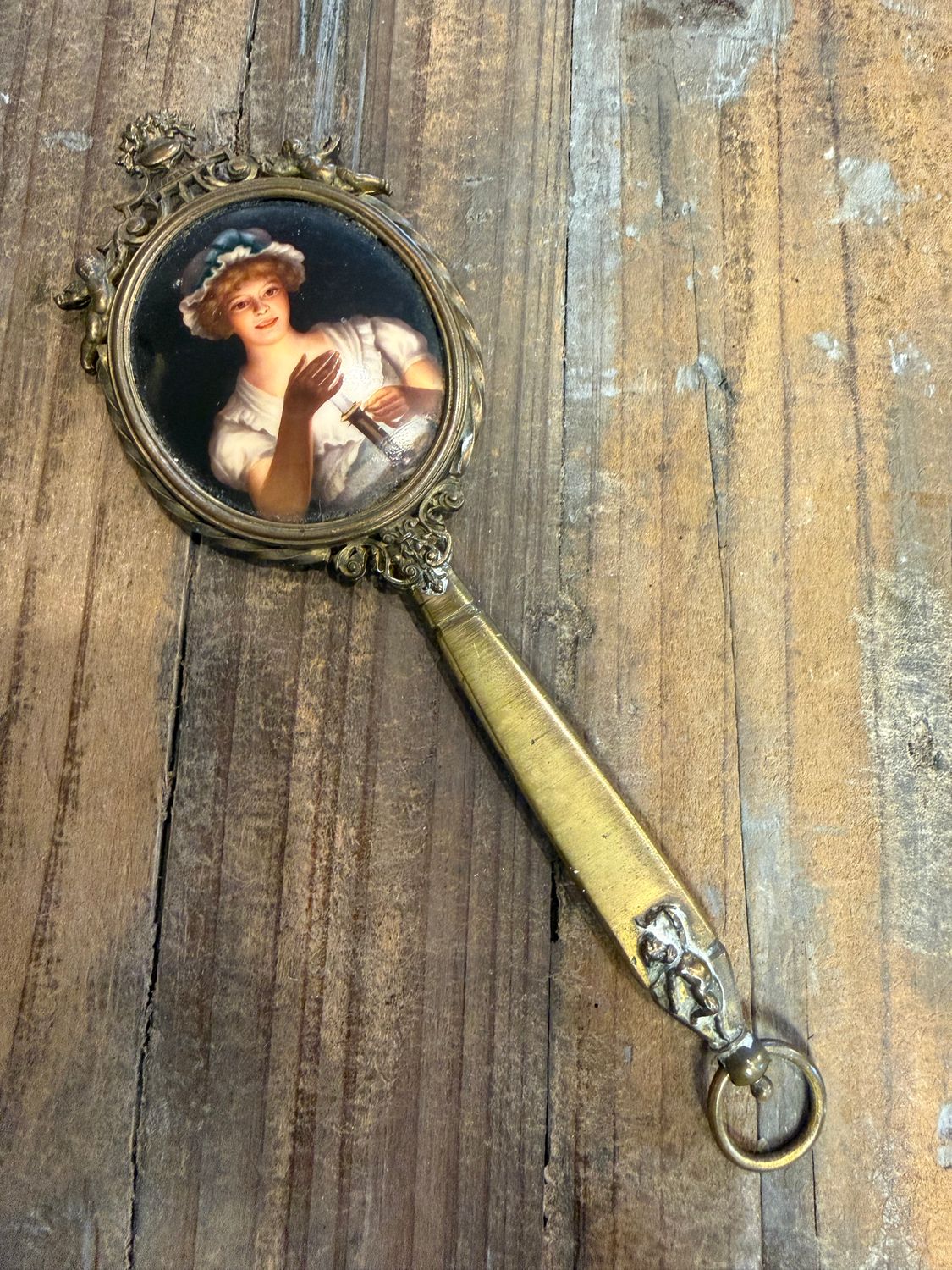 19th Century Victorian Rococo revival Portrait Mirror Wall Hanger
