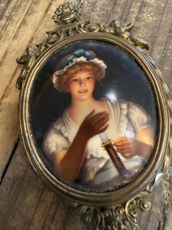 19th Century Victorian Rococo revival Portrait Mirror Wall Hanger
