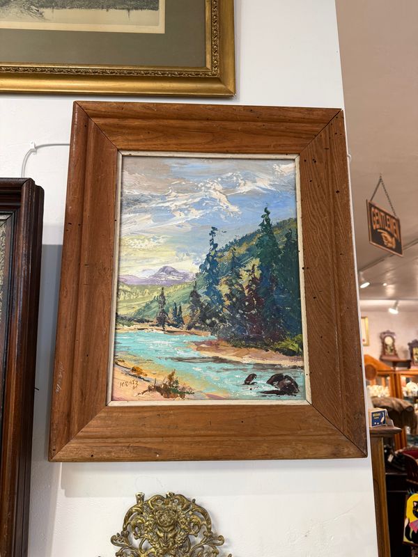 Katz Wood Framed Stream and Woodland Original Painting