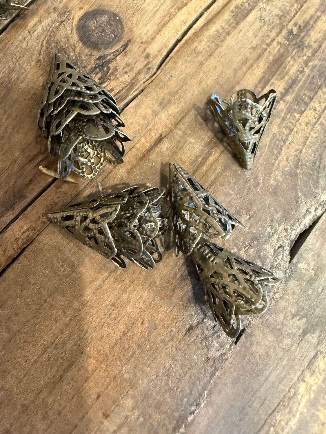EACH Stamped Brass Filigree Cone
