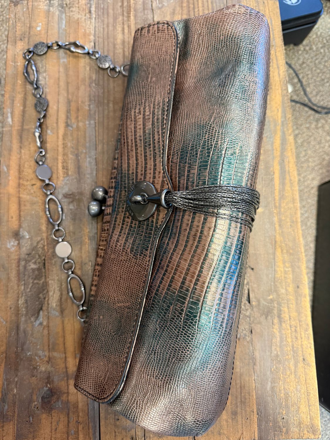 NWT Anne Klein Alligator Clutch Purse