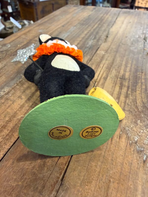 Bethany Lowe Black Cat Trick Or Treater w/Moon Bucket