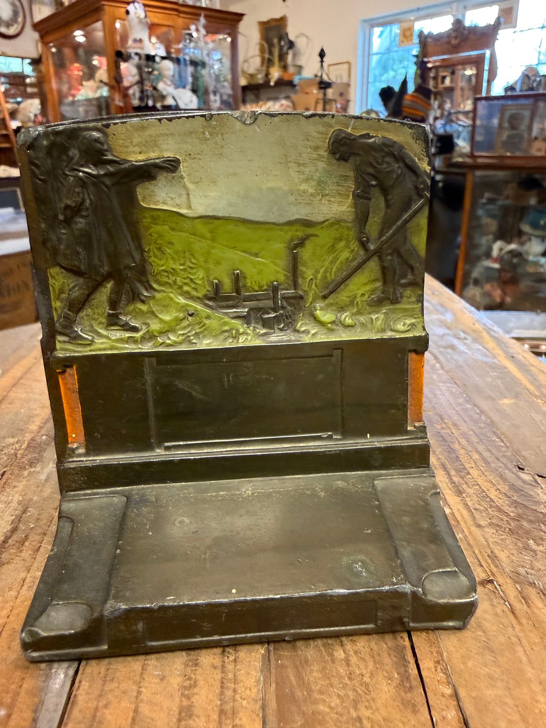1925 Cold Painted Bronze Bookends The Pioneers Pair