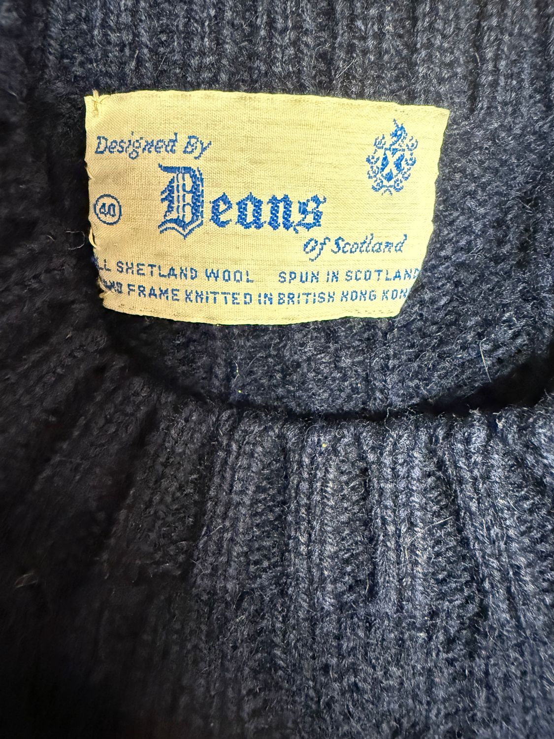 Scottish Wool Navy Sweater Vintage SZ 40