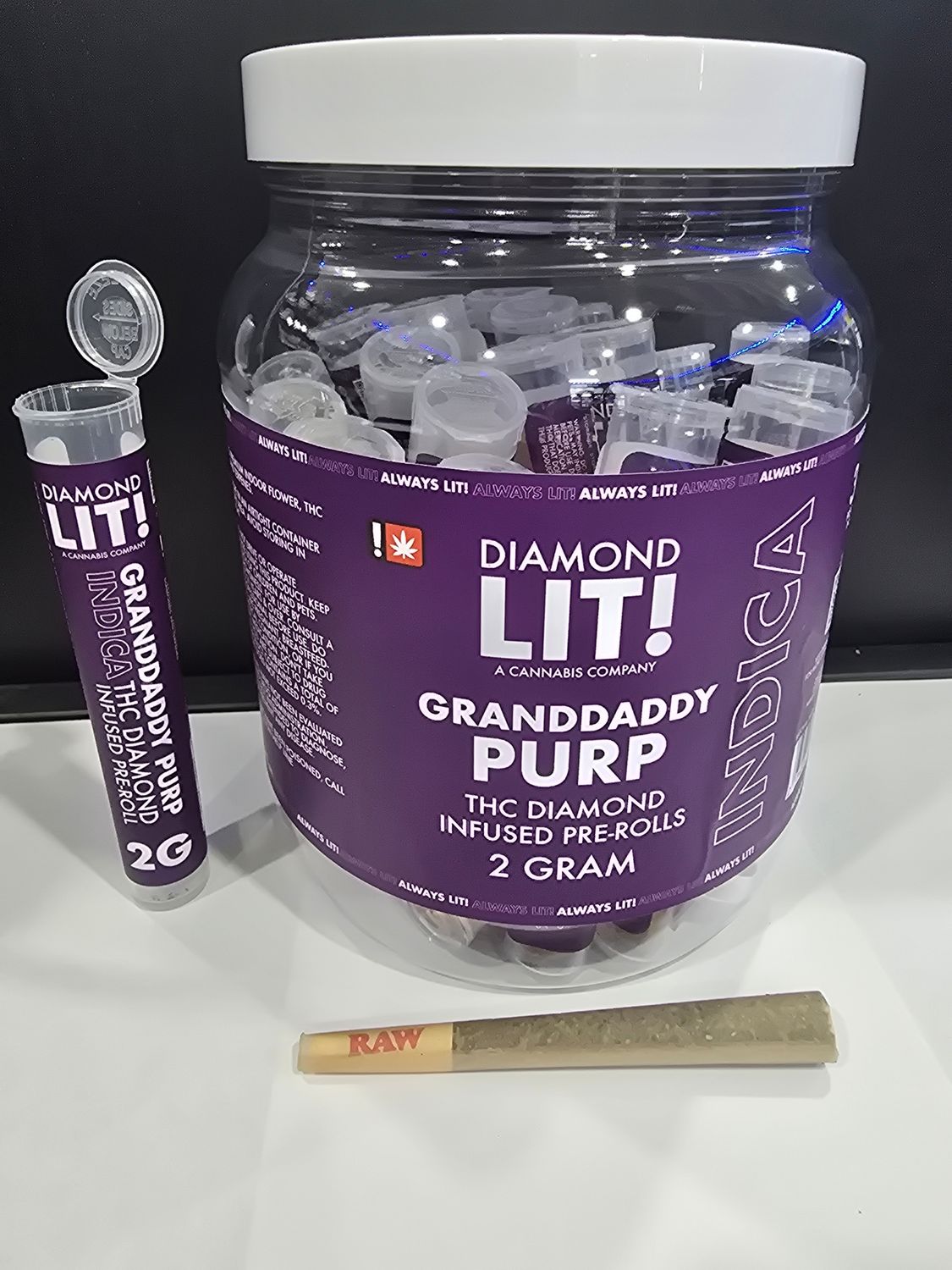 Lit! Prerolls 2g, Flavor: granddaddy purp indica