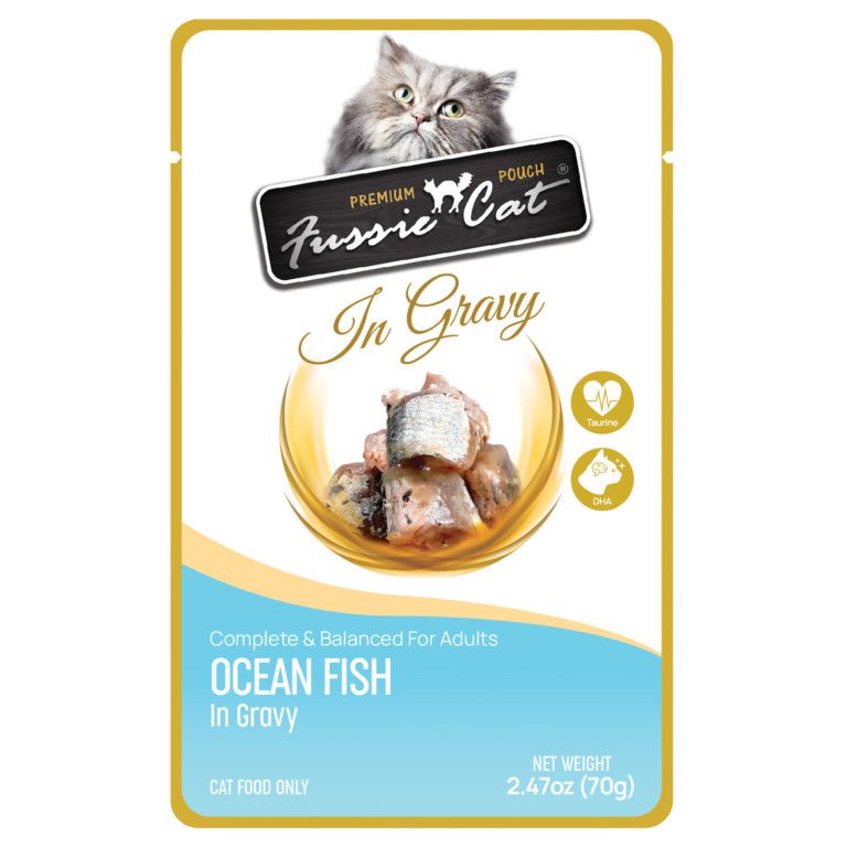 Fussie Cat Ocean Fish in Gravy Pouch 2.47oz single