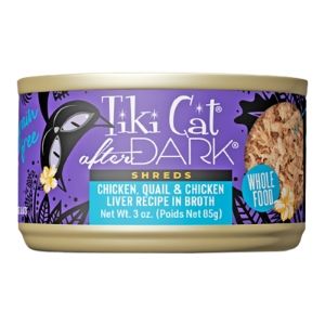 Box of Tiki Cat After Dark Shreds Chicken Quail 3oz