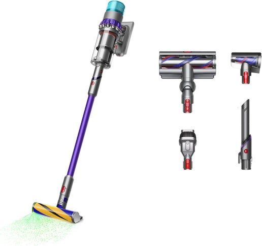 Dyson Gen5detect cordless vacuum in silver and purple with laser dust detection