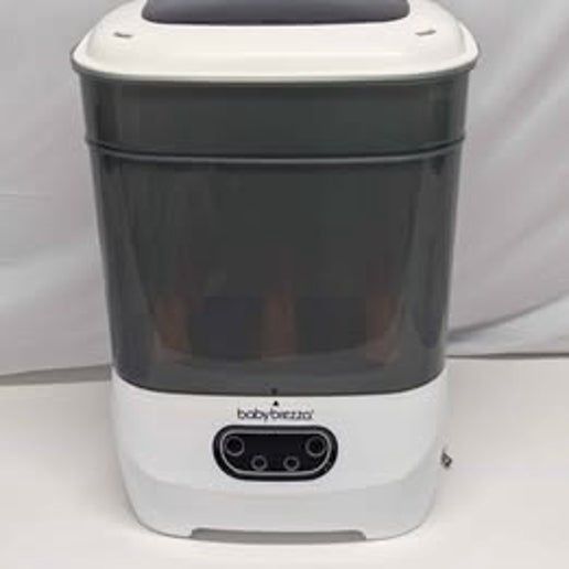 Front view of Baby Brezza One Step Baby Bottle Sterilizer and Dryer showcasing digital controls