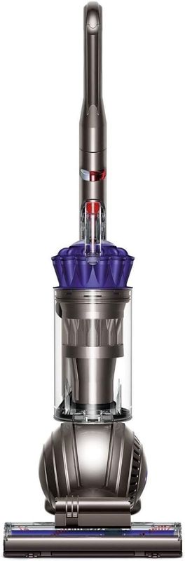 Dyson Ball Animal upright vacuum cleaner in gray and purple, featuring ball technology and high-reach wand