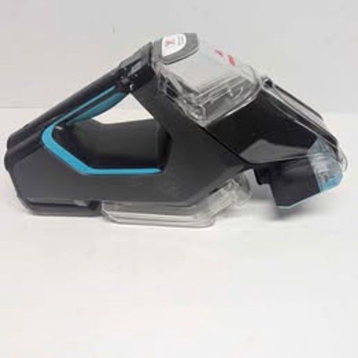 Side profile of BISSELL Pet Stain Eraser PowerBrush Plus showing compact design and brush head