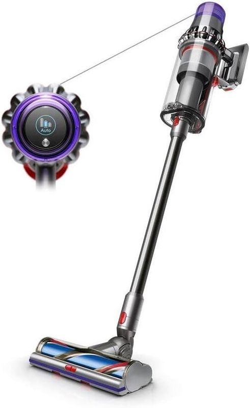 Dyson Outsize cordless vacuum cleaner in silver and purple with advanced cleaning features
