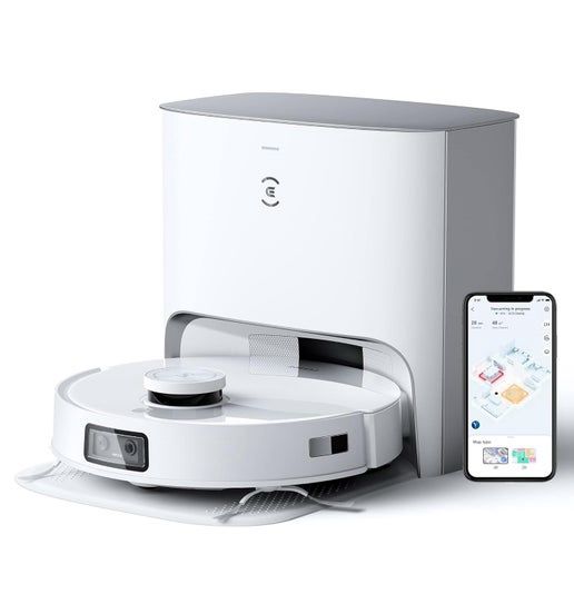 Ecovacs Deebot T10+ robotic vacuum and mop in white finish, featuring a sleek design and advanced navigation system