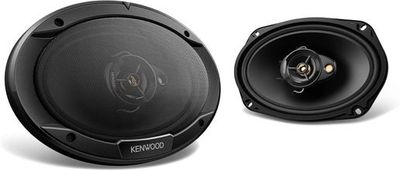 Kenwood Road Series 6x9-inch 3-way car speaker pair front view with black cones and silver accents.