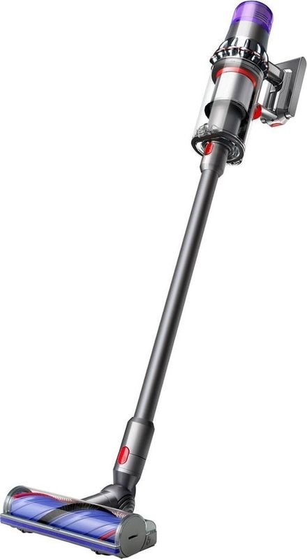 Dyson V11 Animal cordless vacuum in purple and silver with motorized brush head and wand