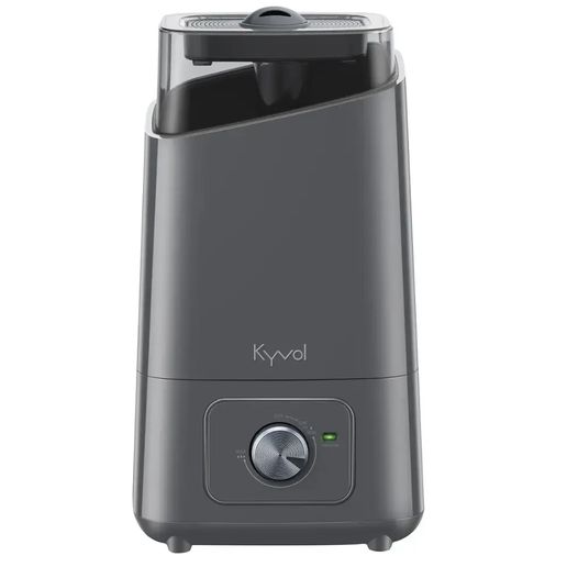 Kyvol Ultrasonic Cool Mist Humidifier in white, front view showing water tank and control dial.
