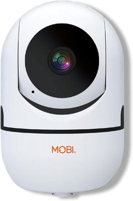MOBI 70196 baby monitoring camera featuring a compact white design and adjustable lens angle.
