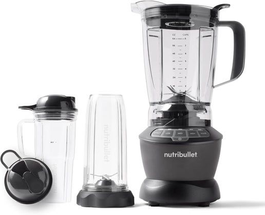 NutriBullet 1200 W Full‑Size Combo blender front view, showcasing the sturdy base and pitcher.