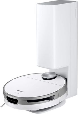Robotic vacuum docked in charging station