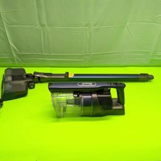 Complete Shark IZ361H vacuum kit laid out, including main unit, PowerFins™ brush head, crevice tool, upholstery tool, charger