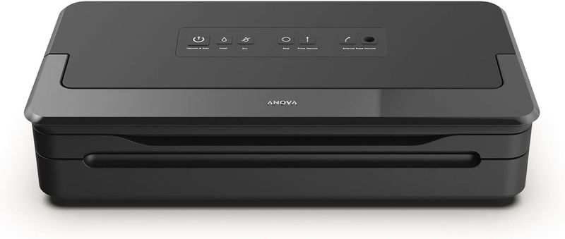 Anova Precision Vacuum Sealer Pro in black, featuring one-handed operation and built-in bag cutter