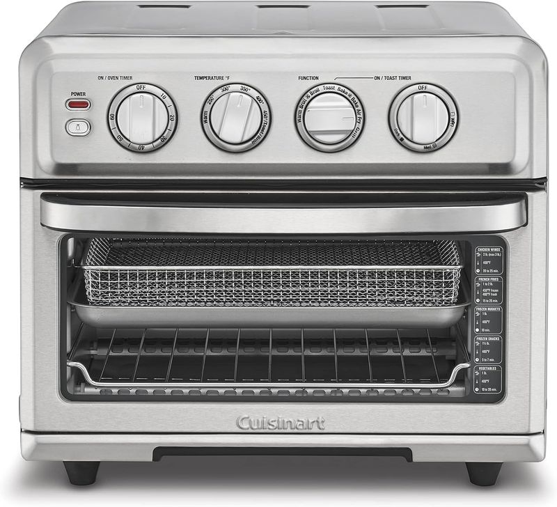 Cuisinart Air Fryer + Convection Toaster Oven with stainless steel finish, digital controls, and large glass door