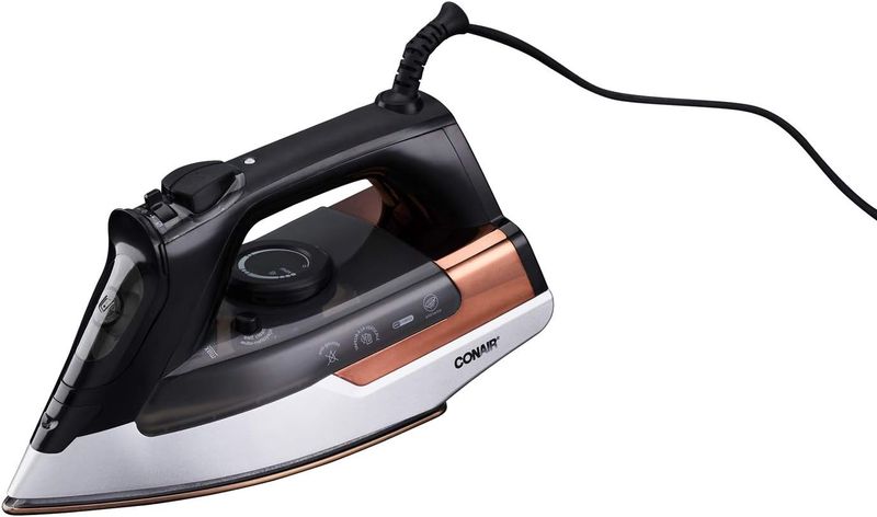 Conair ExtremeSteam 1875 Watt Pro Steam Iron with pointed soleplate, and steam vents for powerful wrinkle removal