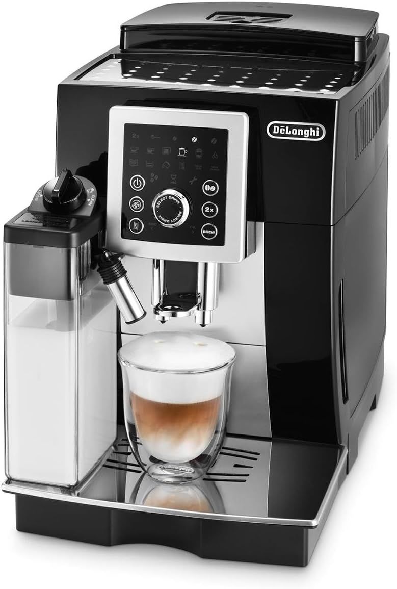 De&#39;Longhi Magnifica Smart espresso and cappuccino maker with sleek stainless steel design and built-in frother